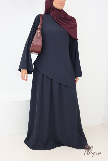 Navy Muslim Skirt and Top Set | Neyssa