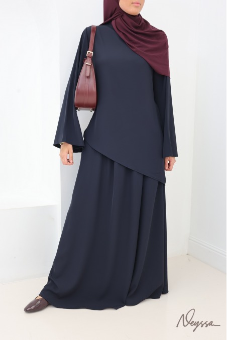 Hijab Zweiteiler Marineblau: Rock und Oberteil | Neyssa