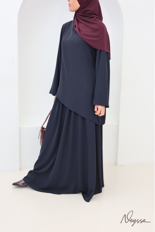Navy Muslim Skirt and Top Set | Neyssa