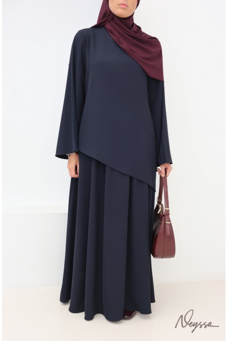 Hijab Zweiteiler Marineblau: Rock und Oberteil | Neyssa