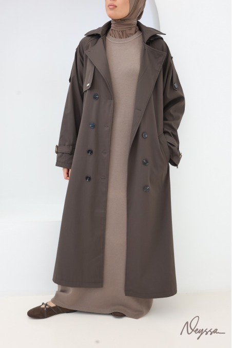 Hijab Kleid: Strickkleid mit Poncho Taupe | Neyssa