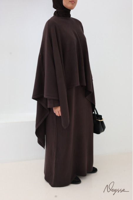 Chocolate Modest Sweater Dress and Poncho Set | Neyssa