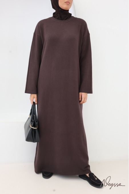 Chocolate Modest Sweater Dress and Poncho Set | Neyssa