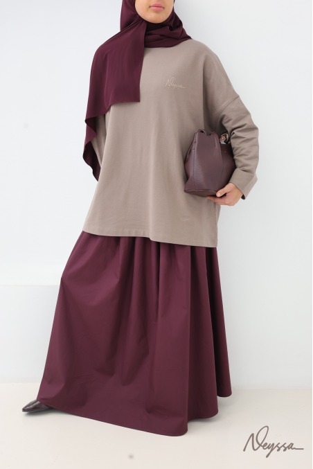 Taupe Mid-Length Hijab Sportswear T-Shirt | Neyssa