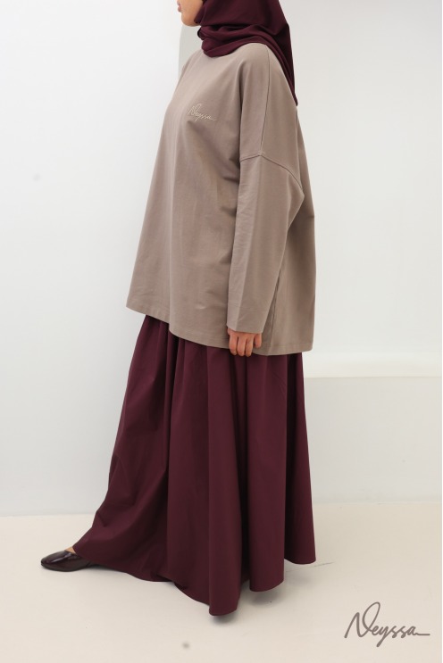 Hijab Sportbekleidung: Shirt Taupe halblang | Neyssa