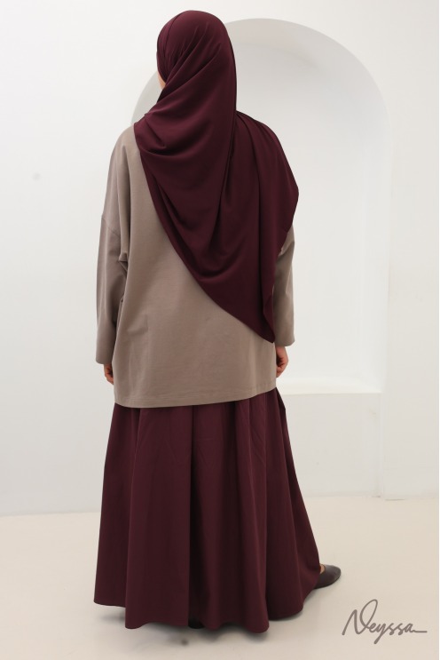 Taupe Mid-Length Hijab Sportswear T-Shirt | Neyssa