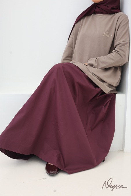 T-shirt taupe mi-long femme hijabi pour le sport | Neyssa