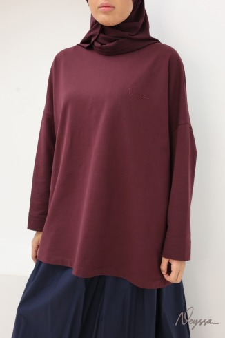 Hijab Sportbekleidung: Shirt Bordeaux halblang | Neyssa 2