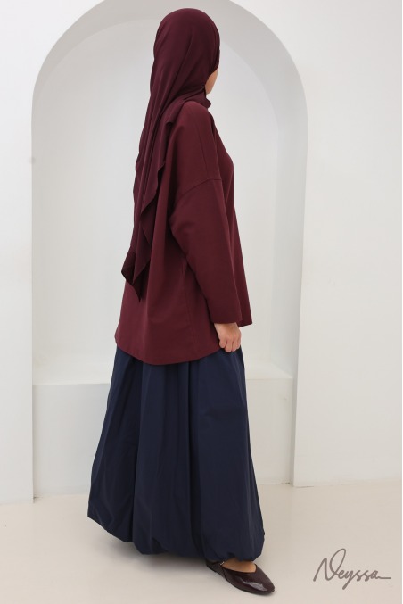 Burgundy Mid-Length Hijab Sportswear T-Shirt | Neyssa