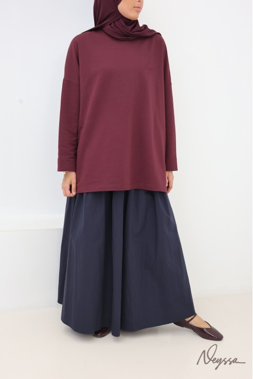 T-shirt bordeaux mi-long femme hijabi pour le sport | Neyssa
