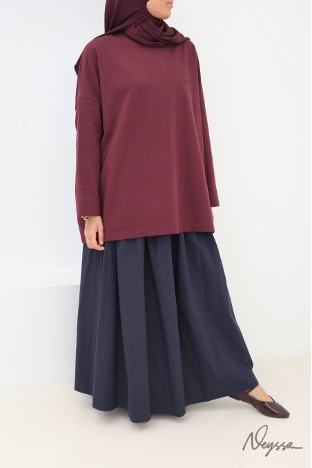 T-shirt bordeaux mi-long femme hijabi pour le sport | Neyssa