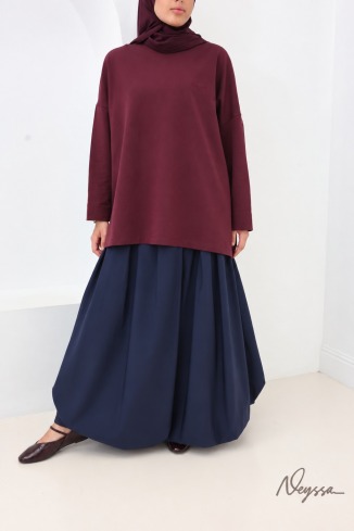 T-shirt bordeaux mi-long femme hijabi pour le sport | Neyssa