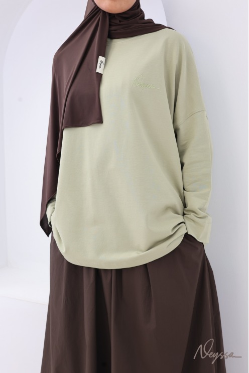 Hijab Sportbekleidung: Shirt Salbeigrün halblang | Neyssa