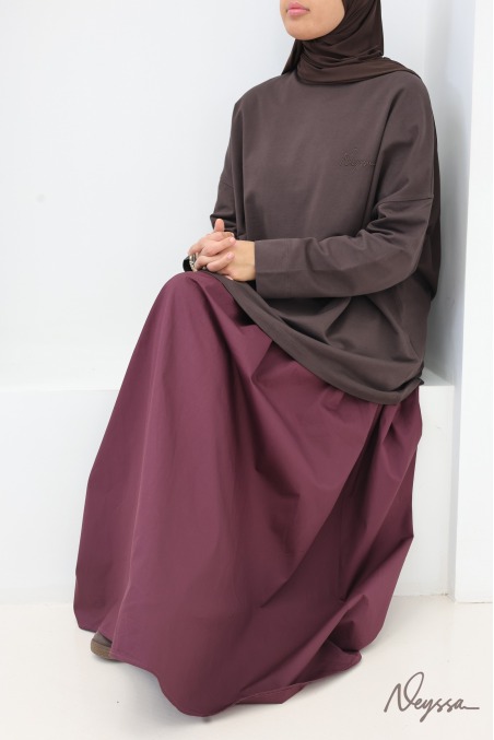 T-shirt chocolat mi-long femme hijabi pour le sport | Neyssa