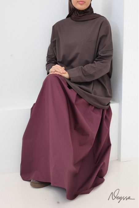 T-shirt chocolat mi-long femme hijabi pour le sport | Neyssa