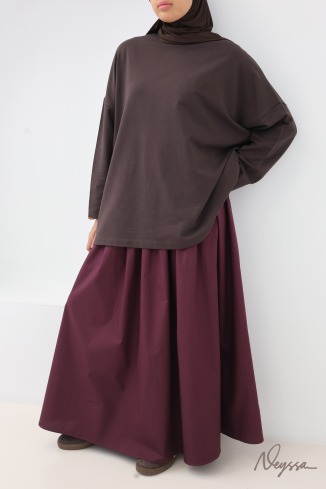 T-shirt chocolat mi-long femme hijabi pour le sport | Neyssa