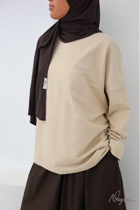 Neyssa signature long-sleeved sportswear T-shirt - 100% cotton