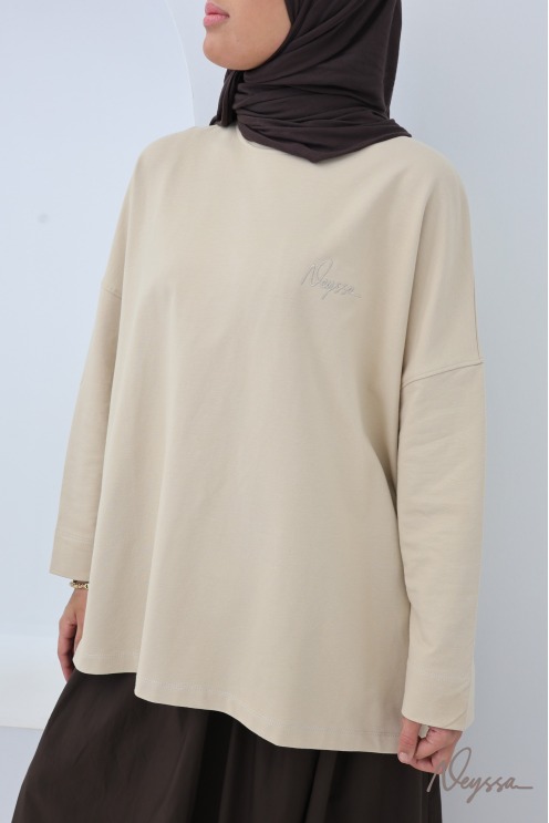 Neyssa signature long-sleeved sportswear T-shirt - 100% cotton