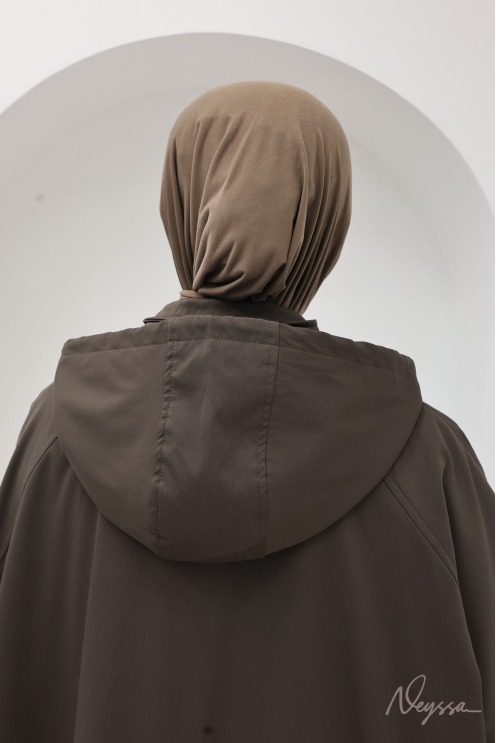 Langes Cape mit Kapuze Schokoladenbraun: Hijab Mantel | Neyssa