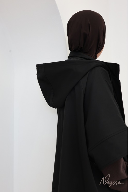 Cape longue à capuche noire femme voilée | Neyssa