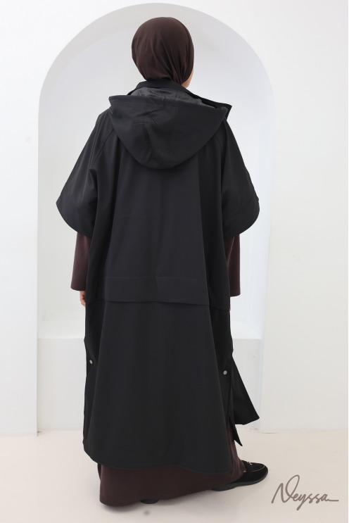 Cape longue à capuche noire femme voilée | Neyssa