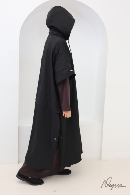 Cape longue à capuche noire femme voilée | Neyssa