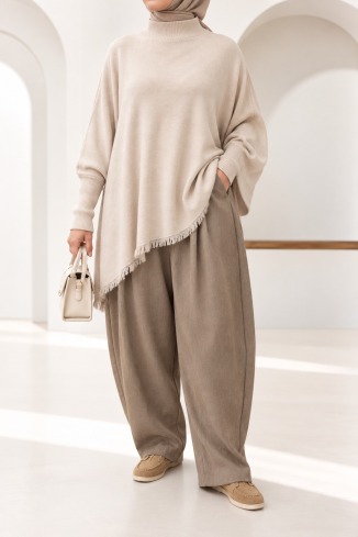 Trendiger Damen-Strickpullover mit lockerer Passform und Fransen