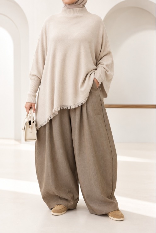 Trendiger Damen-Strickpullover mit lockerer Passform und Fransen