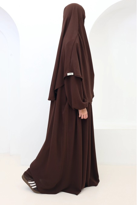 Ensemble abaya khimar Tawaf Chocolat pour la Omra | Neyssa
