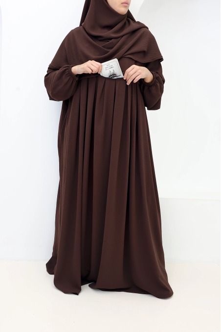 Ensemble abaya khimar Tawaf Chocolat pour la Omra | Neyssa