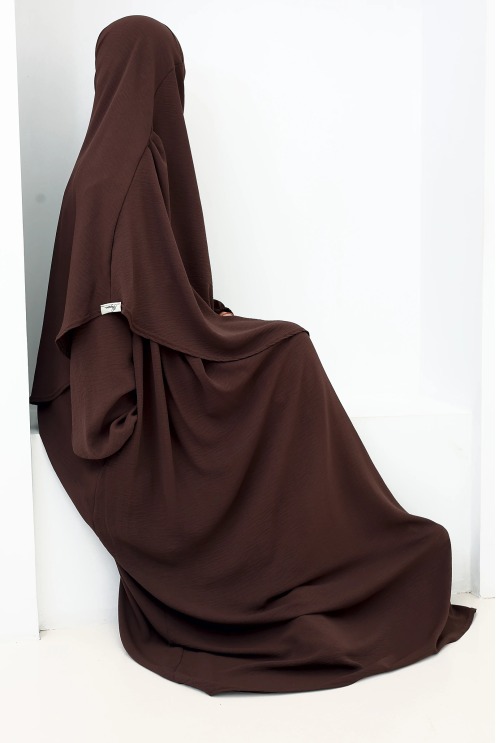 Ensemble abaya khimar Tawaf Chocolat pour la Omra | Neyssa