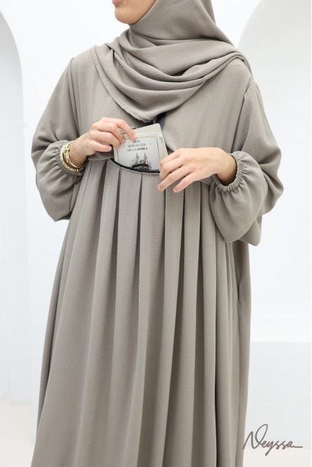 Ensemble abaya khimar Tawaf Taupe pour la Omra | Neyssa
