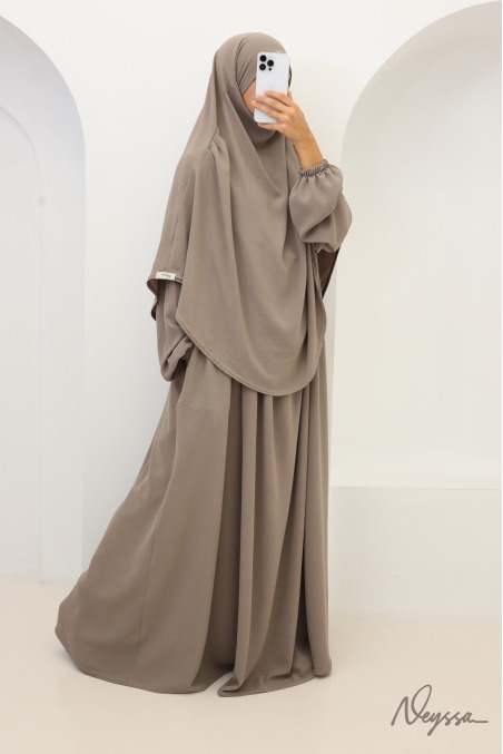 Tawaf Khimar Abaya Set Taupe for Umrah | Neyssa