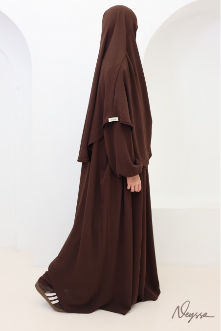 Ensemble abaya khimar Tawaf Chocolat pour la Omra | Neyssa