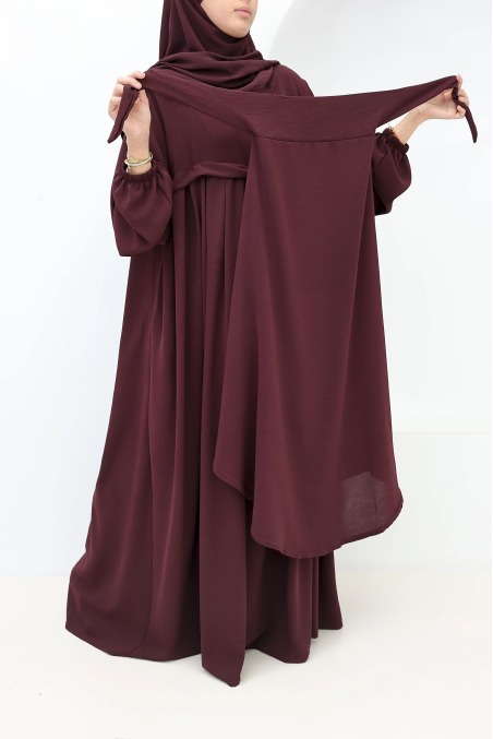 Abaya Khimar Set Tawaf Dunkelkirsche für die Umrah | Neyssa