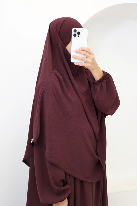 Tawaf Khimar Abaya Set Dark Cherry for Umrah | Neyssa