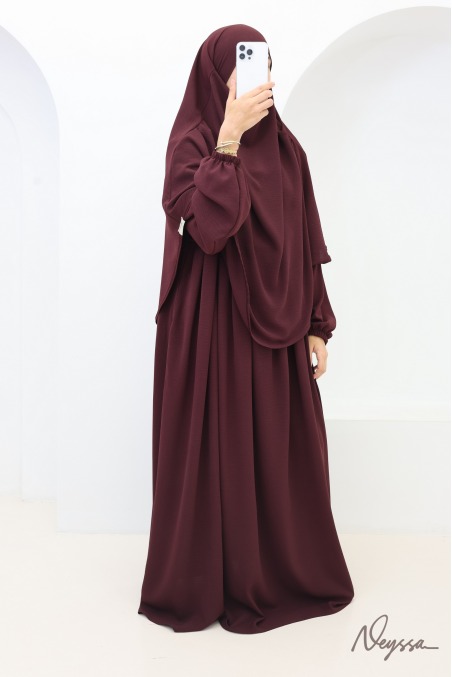 Tawaf Khimar Abaya Set Dark Cherry for Umrah | Neyssa