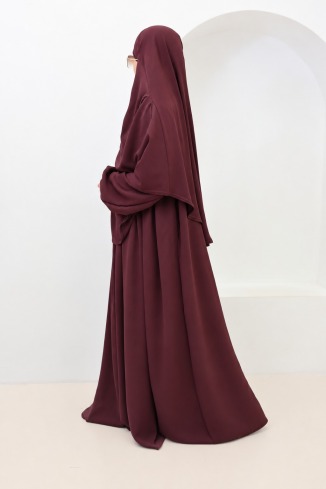 Tawaf Khimar Abaya Set Dark Cherry for Umrah | Neyssa