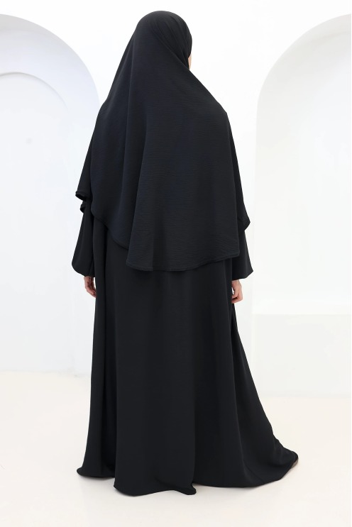 Ensemble abaya khimar Tawaf Noir pour la Omra | Neyssa