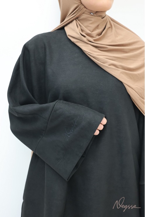 Ensemble mastour suédine Aspen Noir, jupe tunique | Neyssa