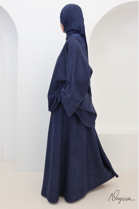 Aspen Modest Faux Suede Skirt and Tunic Midnight Blue | Neyssa