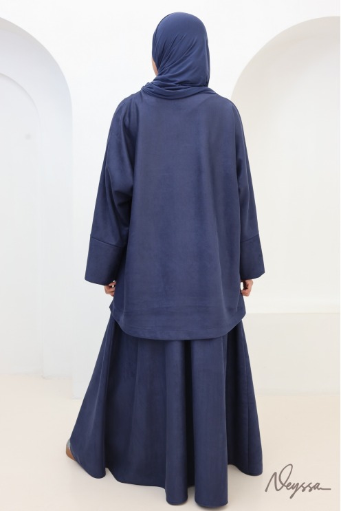 Aspen Modest Faux Suede Skirt and Tunic Midnight Blue | Neyssa