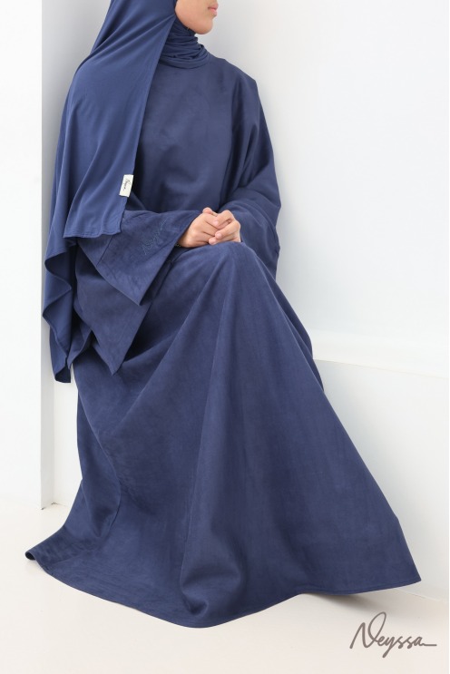 Ensemble mastour suédine Aspen Bleu nuit, jupe tunique | Neyssa