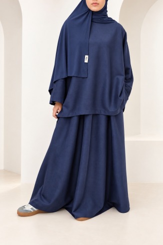 Ensemble mastour suédine Aspen Bleu nuit, jupe tunique | Neyssa