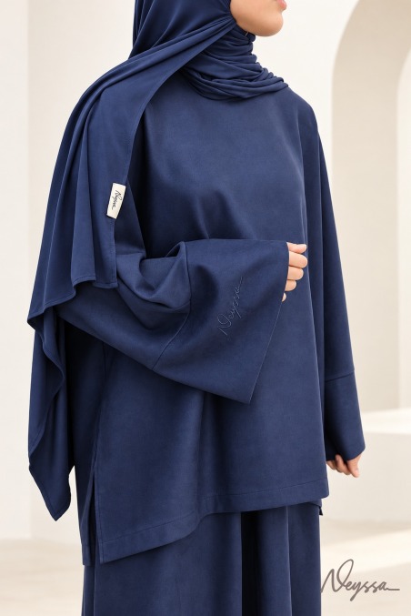 Aspen Modest Faux Suede Skirt and Tunic Midnight Blue | Neyssa