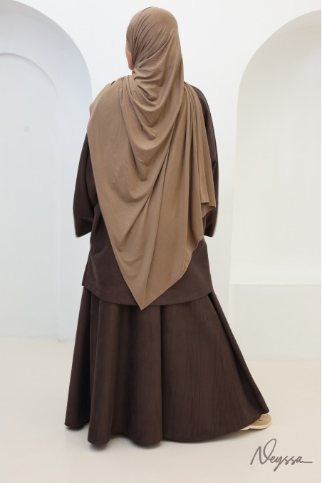Aspen Modest Faux Suede Skirt and Tunic Brown | Neyssa