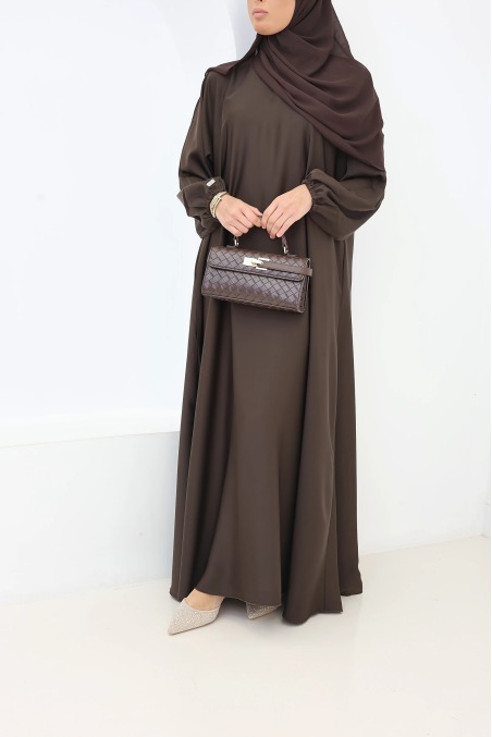 Abaya Dubaï satin Salma Chocolat | Neyssa