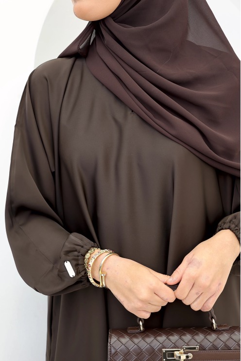 Abaya Dubaï satin Salma Chocolat | Neyssa