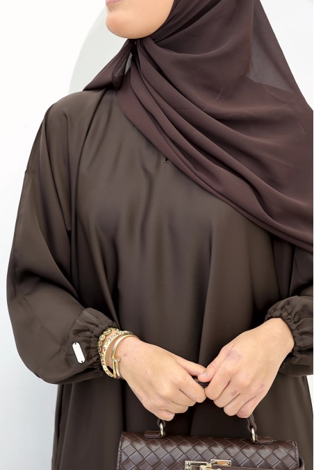 Abaya Dubaï satin Salma Chocolat | Neyssa