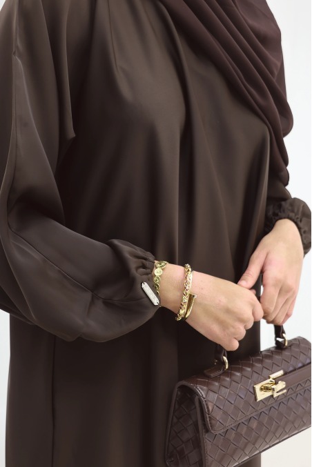Salma Satin Dubai Abaya Chocolate | Neyssa